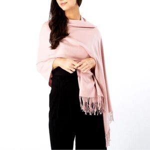 FASHION SCARFS Shawls and Wrap Tassel Hem Pashmina Scarf, light pink blush